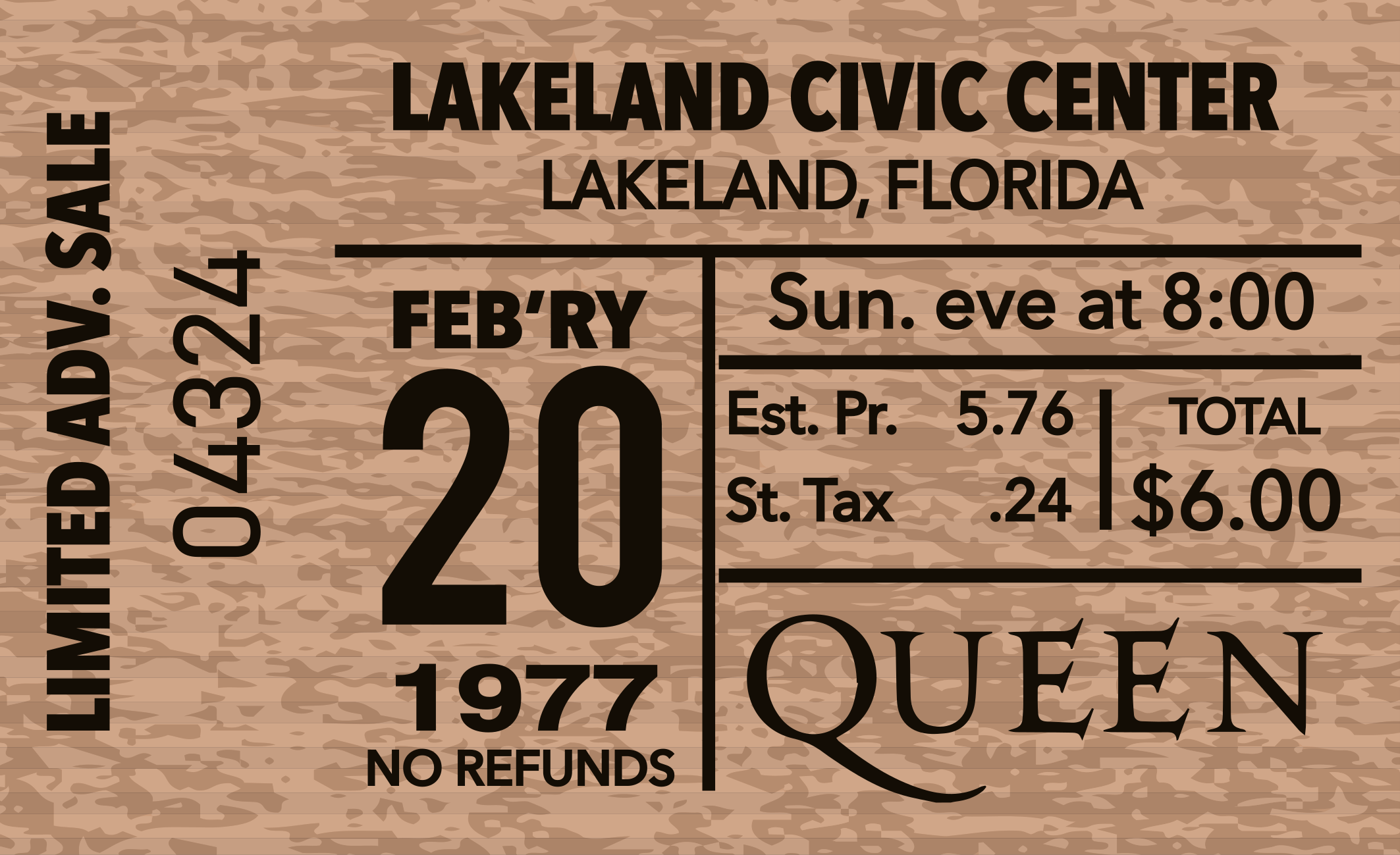Original placemat vintage event ticket - TenStickers