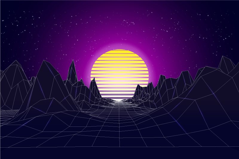 Modern placemat geometric sunset landscape - TenStickers