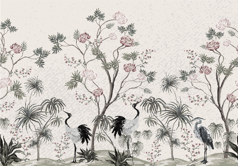 Children placemat cranes among blossoms design - TenStickers