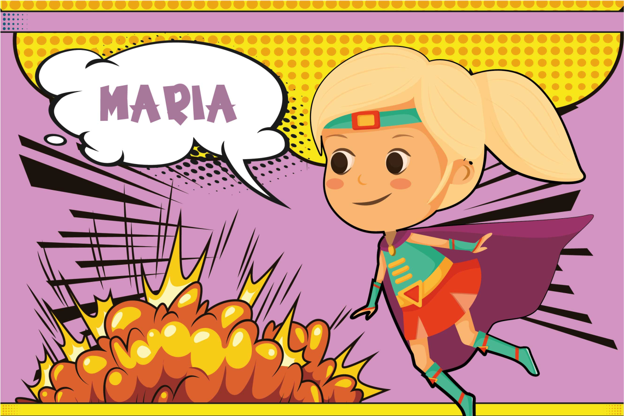 Comic superheroine Personalised vinyl placemat - TenStickers