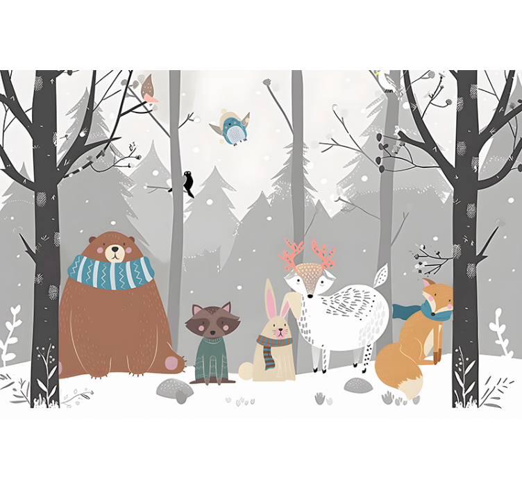 forest animals cartoon nursery wall mural - TenStickers