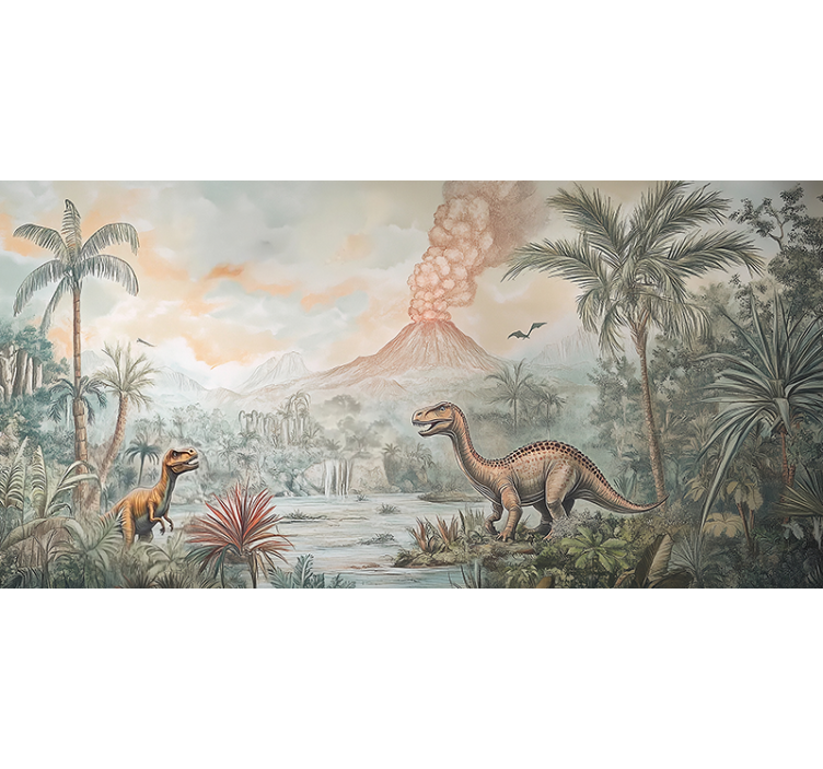 Jurassic landscape childrens wall mural - TenStickers