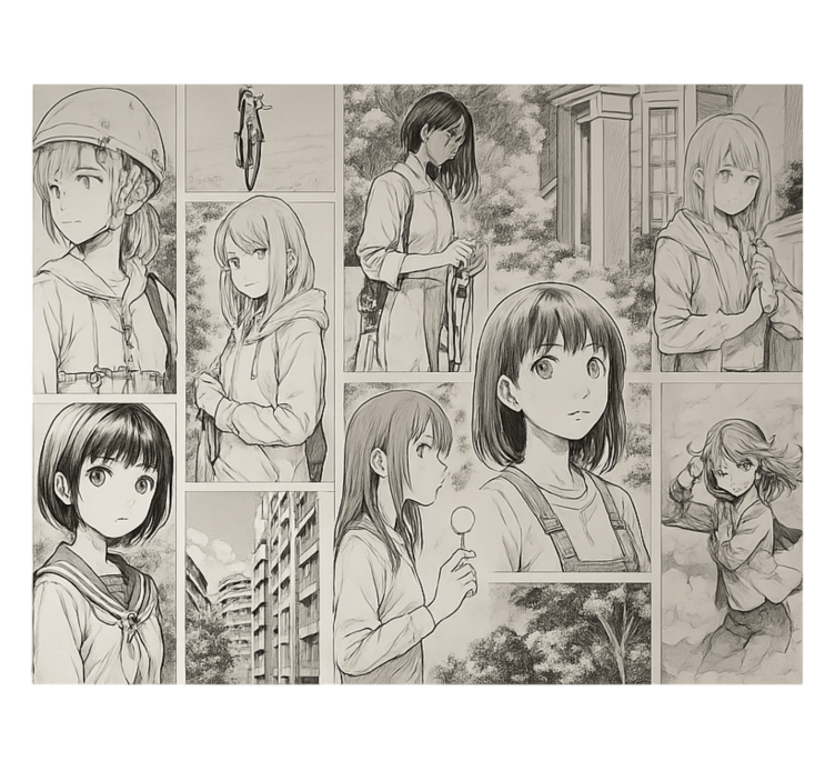 Black and white manga teenager wall mural - TenStickers