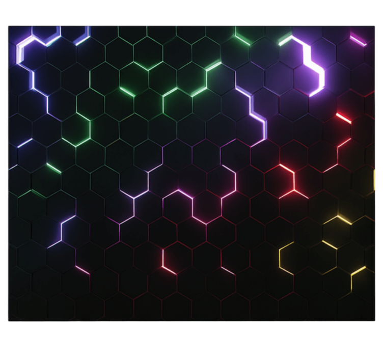 Neon 3D hexagons teenager wall mural - TenStickers