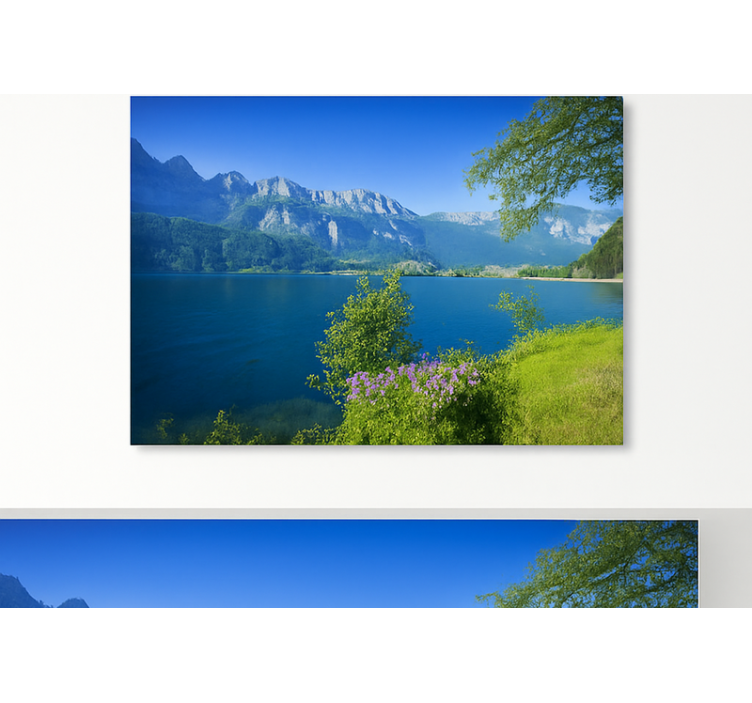 Tranquility by the Mountain Lake mountain wall mural - TenStickers