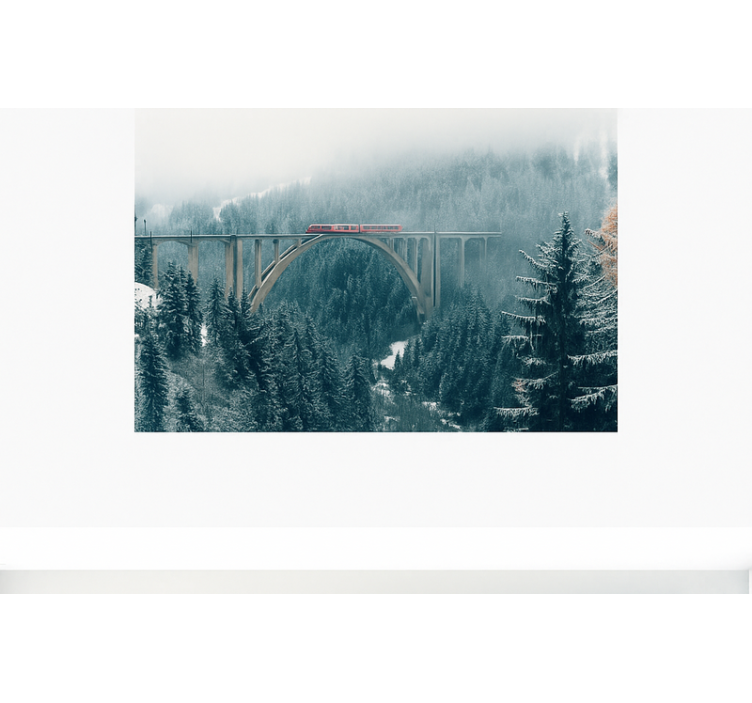 Train Crossing Swiss Alps mountain wall mural - TenStickers