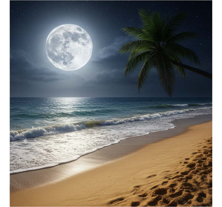 Ocean wall mural full moon over the sea - TenStickers