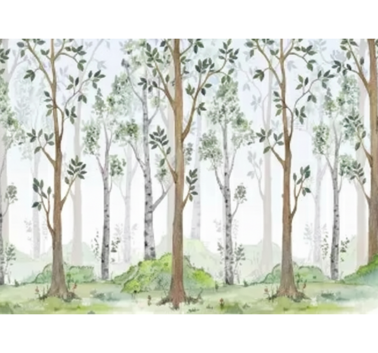 Forest wall mural minimalist botanical design - TenStickers