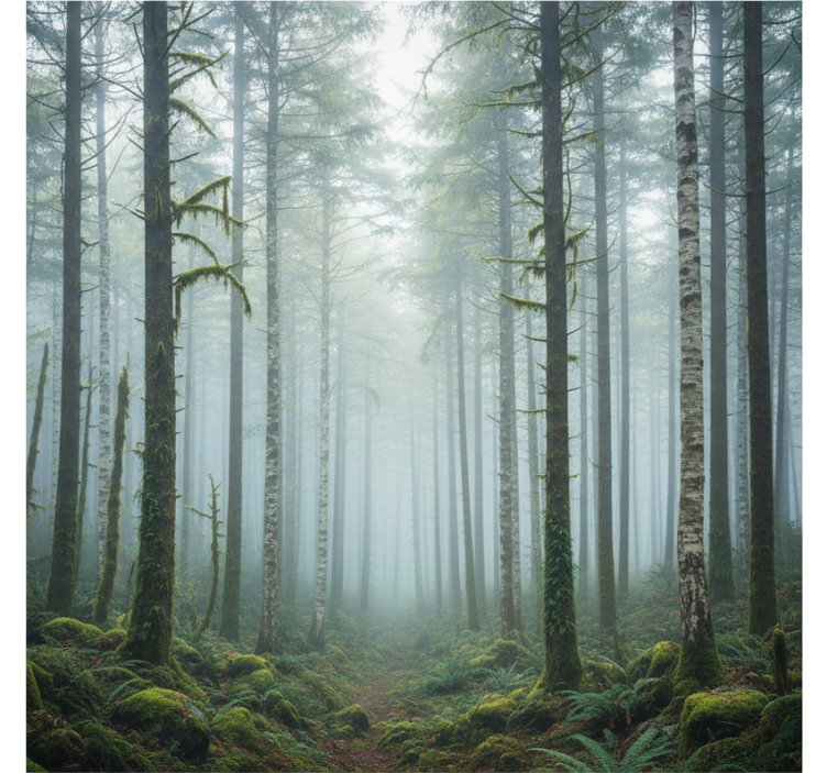 Forest wall mural atmospheric mist design - TenStickers