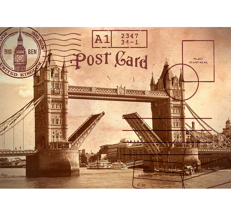 Tower Bridge post card London Wall Mural - TenStickers