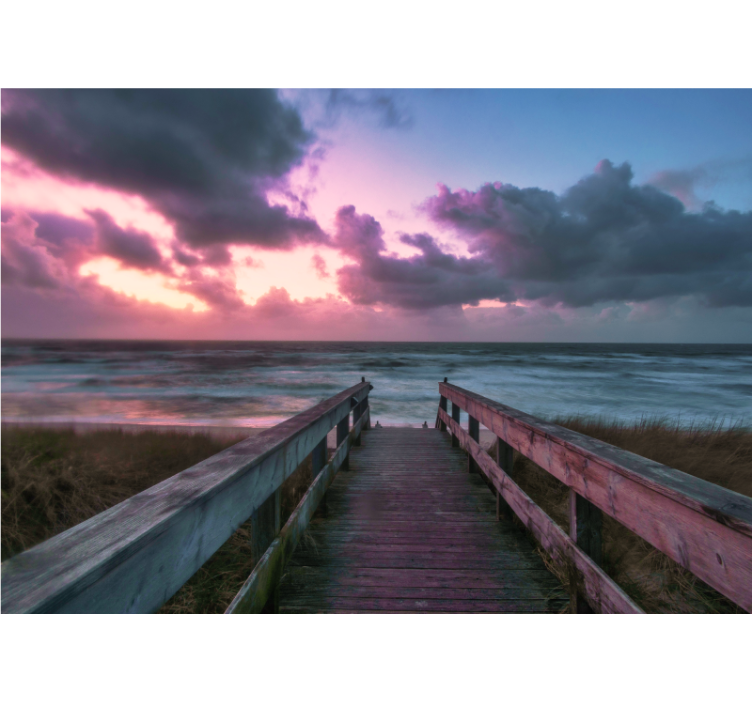Serene cloudy sunset ocean wall mural - TenStickers