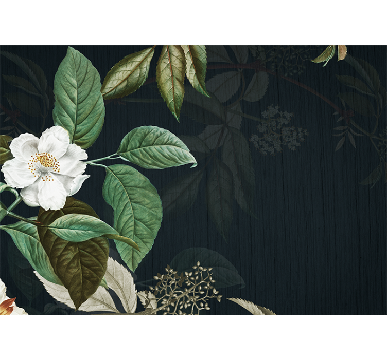 green floral background living room wall mural - TenStickers