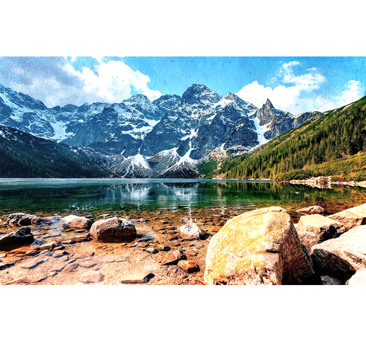 Mountain Lake Reflective View landscape wall mural - TenStickers