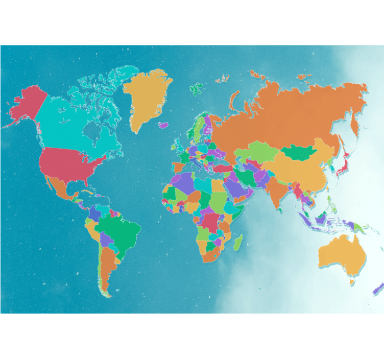 Political colorful world map mural - TenStickers
