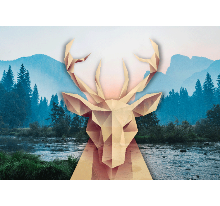Geometric Stag Portrait animal wall mural - TenStickers