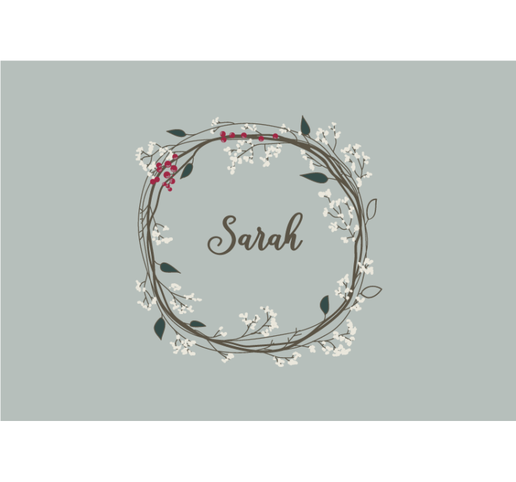 Floral name circle childrens wall mural - TenStickers