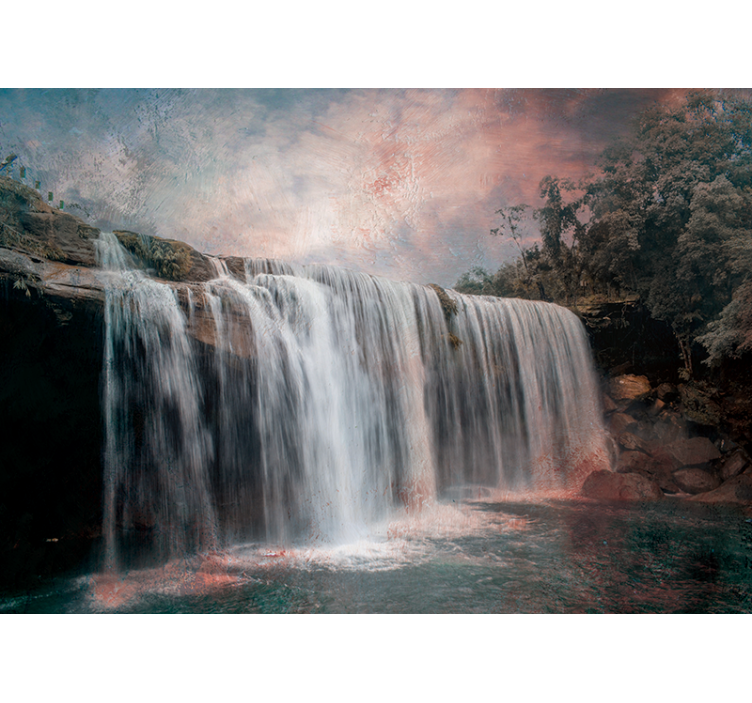 Majestic water jump waterfall wall mural - TenStickers