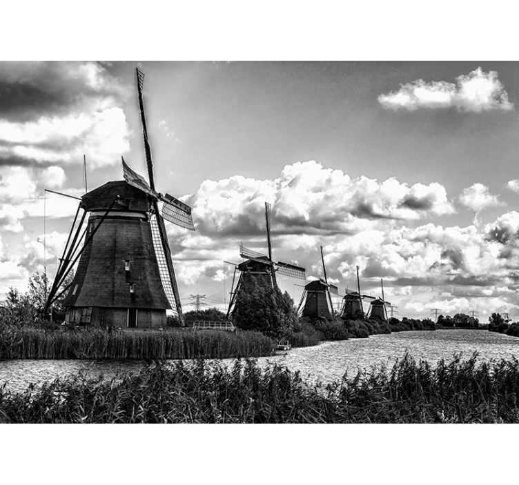 Iconic Dutch Windmills Amsterdam wall mural - TenStickers