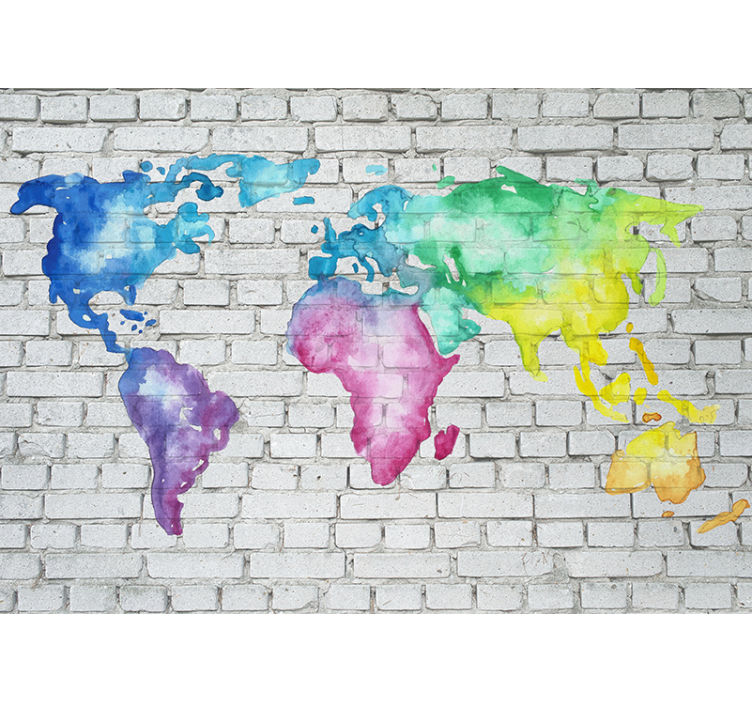 World map wall mural watercolor world map - TenStickers