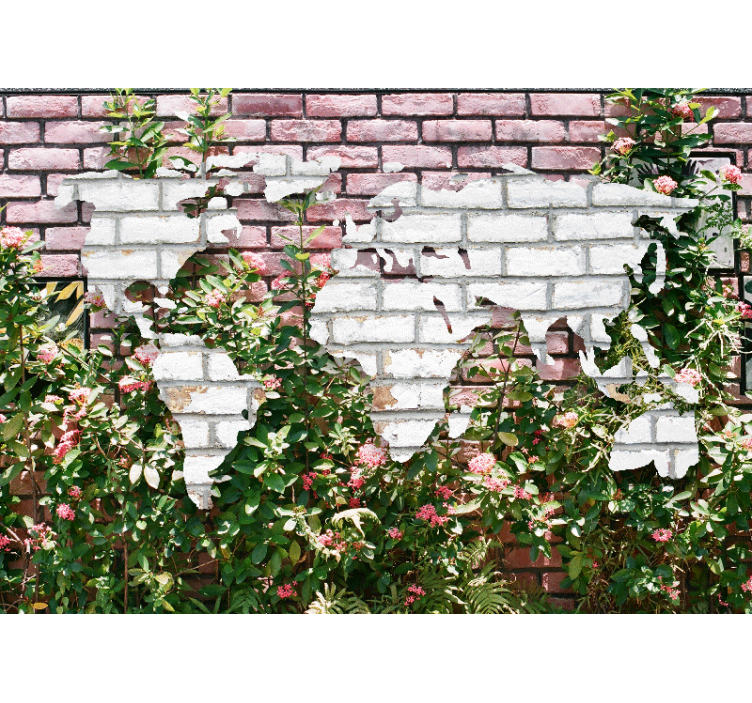 Flowering world map wall mural - TenStickers