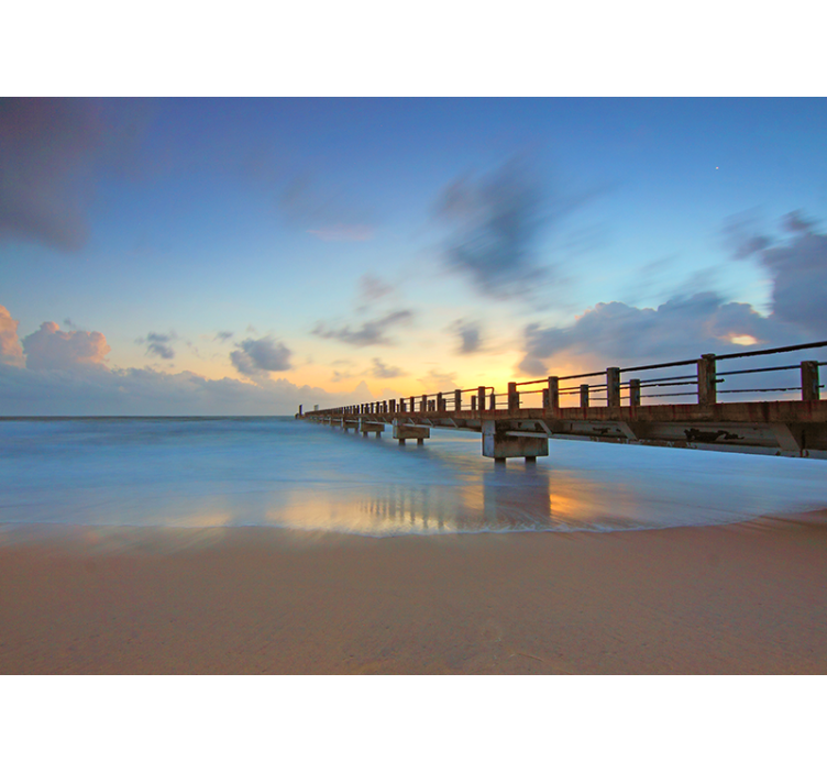 Landscape wall mural serene ocean pier - TenStickers