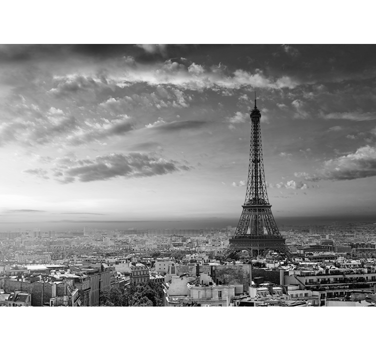 Eiffel tower black and white paris wall mural - TenStickers