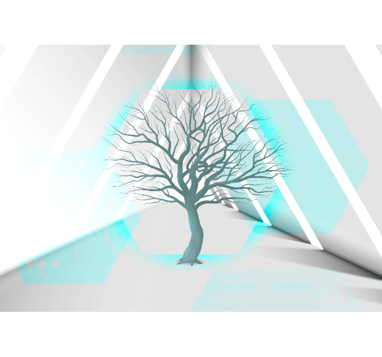 Tree wall mural geometric tree design - TenStickers