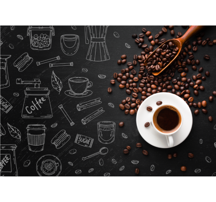 Coffee culture elements phrase wall mural - TenStickers