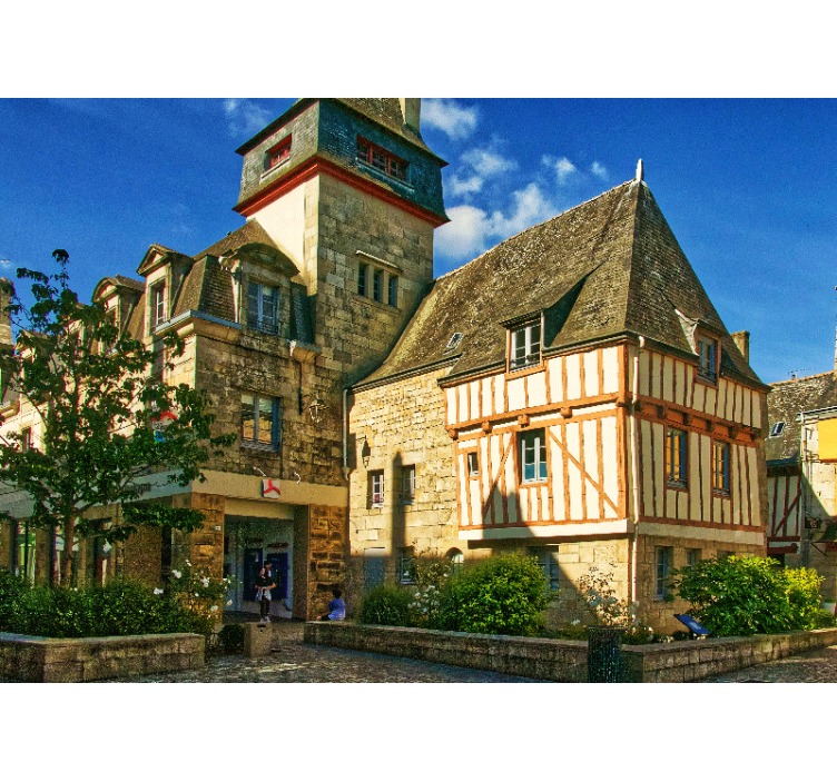 City wall mural of historic french architecture - TenStickers