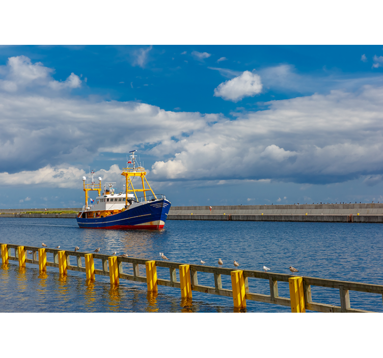 Fishing Boat Harbor ocean wall mural - TenStickers