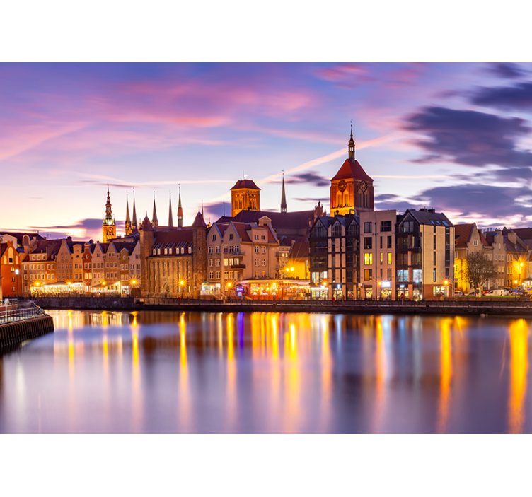 Historic Riverfront Architecture city wall mural - TenStickers