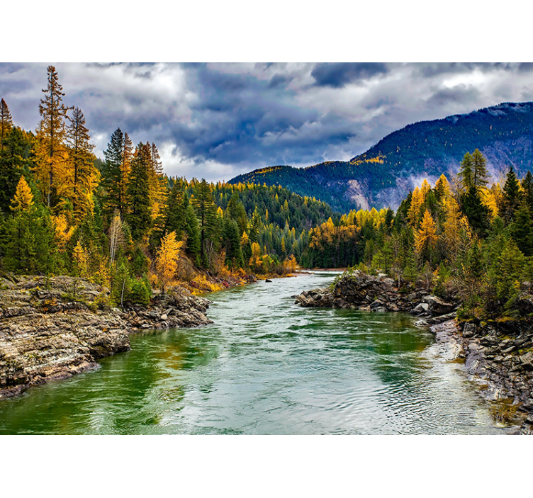 Landscape wall mural scenic mountain river - TenStickers
