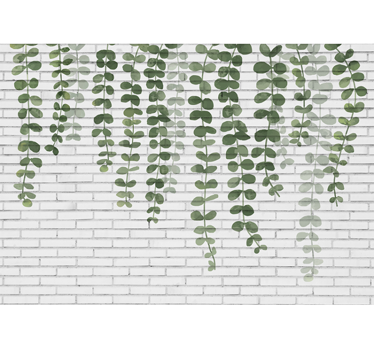 White brick wall with plants brick wall mural - TenStickers