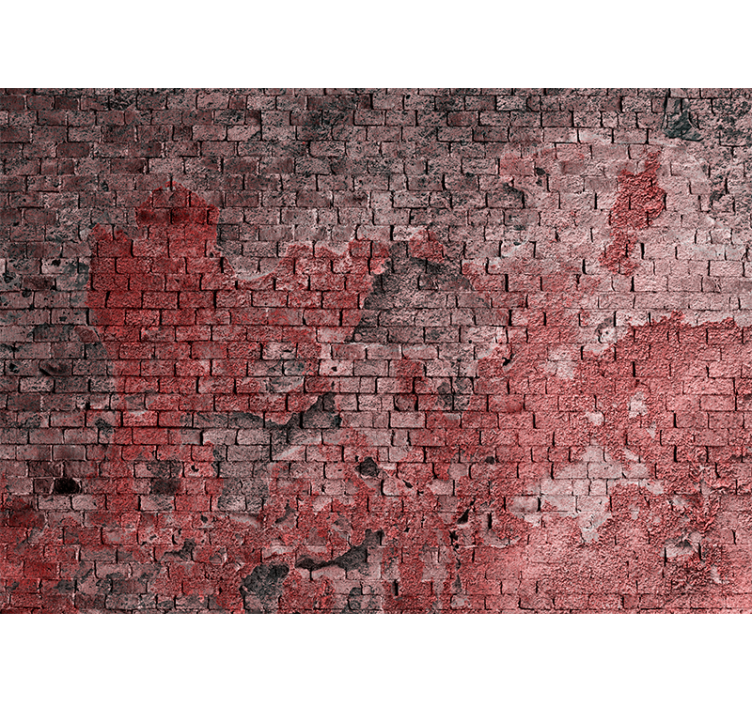 Red bricks with white paint  brick wall mural - TenStickers