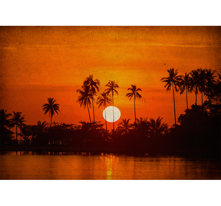Landscape wall mural tropical sunset scene - TenStickers