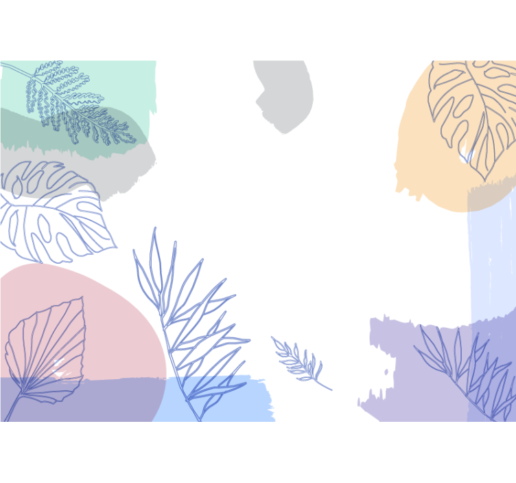 Modern watercolor leaf living room wall mural - TenStickers