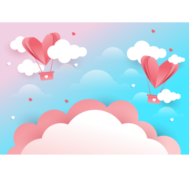 Love wall mural floating heart balloons - TenStickers
