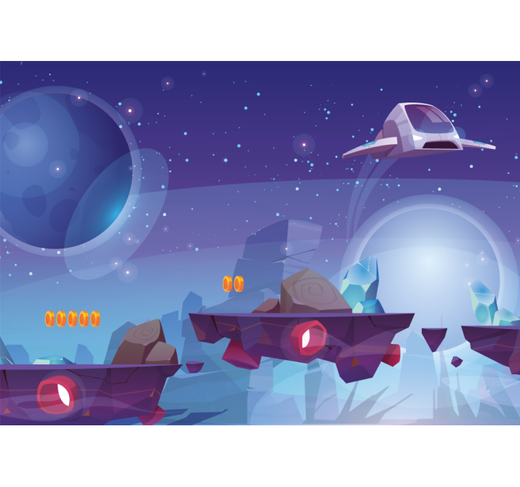 Fantasy wall mural space adventure illustration - TenStickers