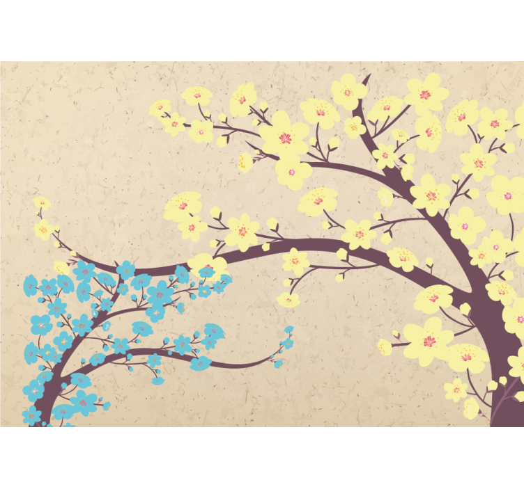 Flower wall mural yellow blossom branches - TenStickers