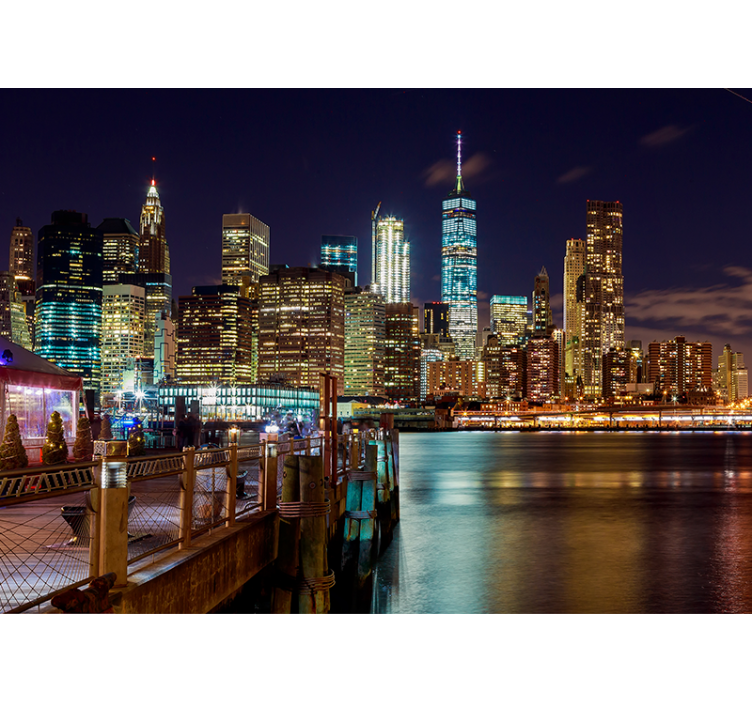 New york wall mural urban night skyline - TenStickers