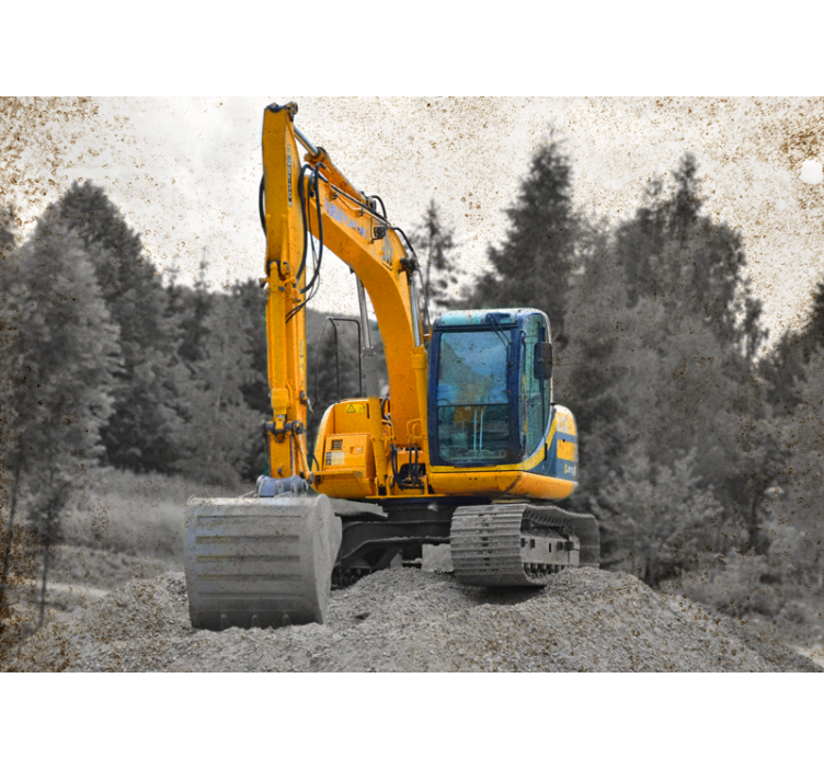 Vehicle wall mural excavator machinery scene - TenStickers