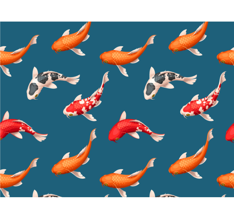 Koi fish pattern blue background Bathroom Mural - TenStickers