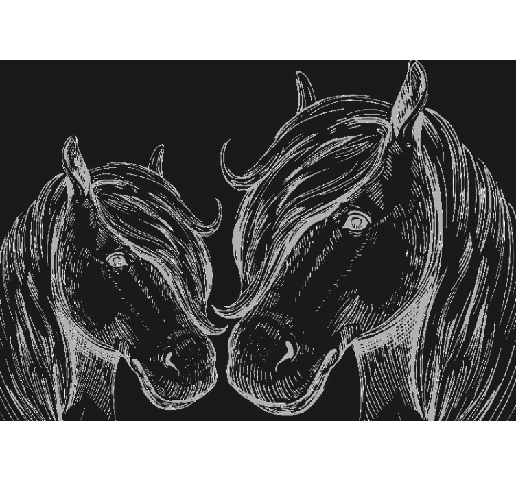 Animal wall mural elegant horse portraits - TenStickers