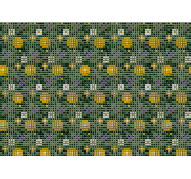 Vibrant tile floral pattern bathroom wall mural - TenStickers