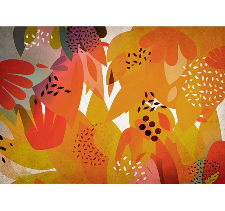 Flower wall mural with lively leaf designs - TenStickers