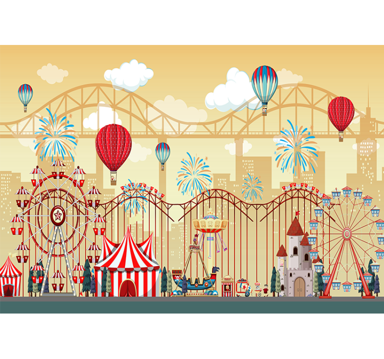 City wall mural carnival cityscape - TenStickers