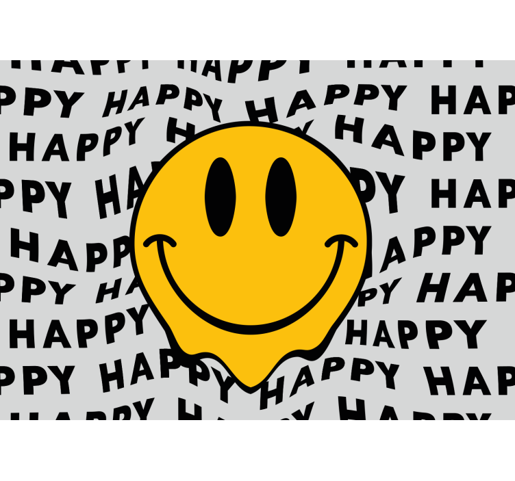 Phrase wall mural happy face message - TenStickers
