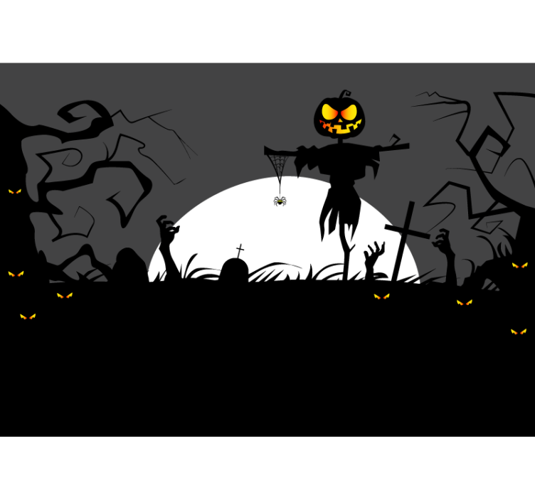 Halloween wall mural creepy pumpkin scarecrow - TenStickers