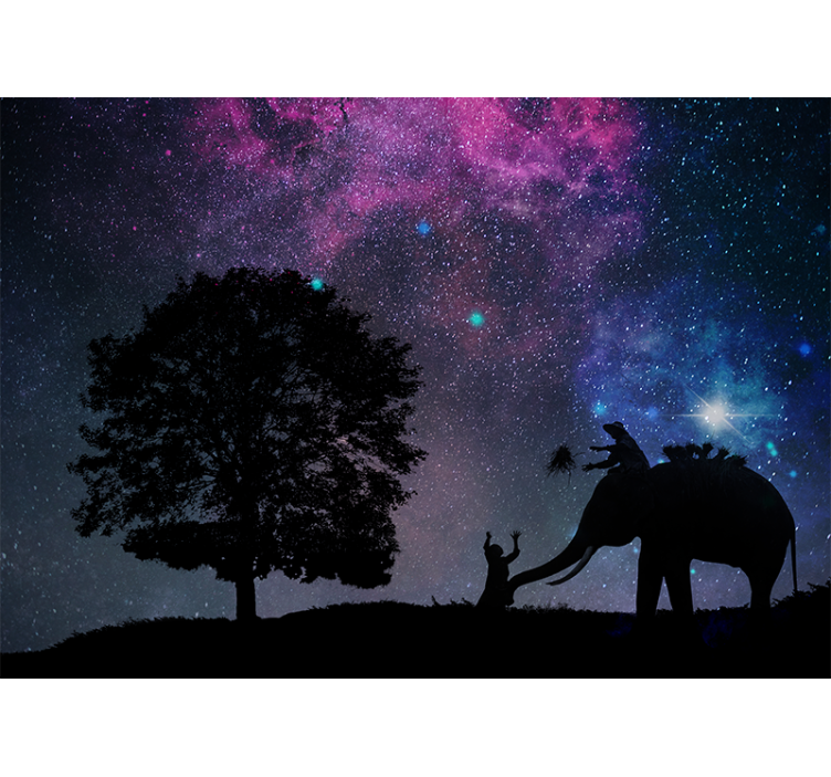 Phrase wall mural cosmic elephant journey - TenStickers