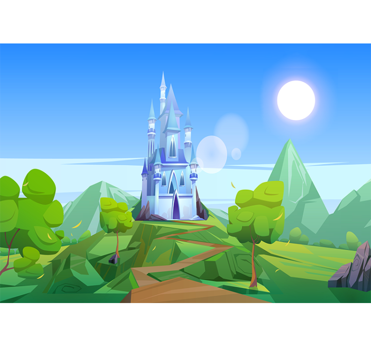 Fairytale castle in mountains Kids wall Murals - TenStickers